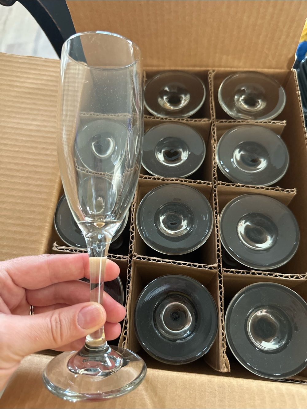 Clear Glass Champagne Flute Stemware- Box of 12